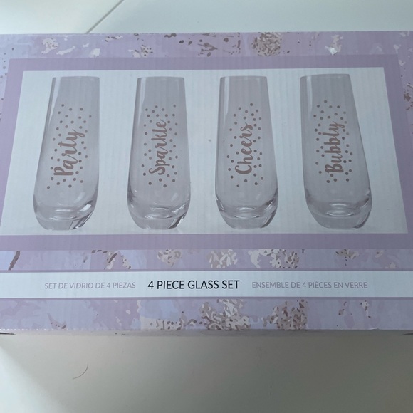 Other - 4 Piece Glass Set with Fun Text